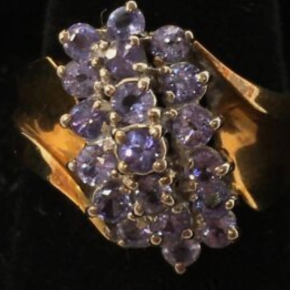 Real Vintage Tanzinite Cluster Ring 10k 1ctWeight Tanzinite Size 5 - Picture 16 of 16